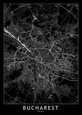 Bucharest Black Map