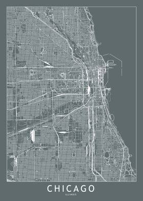 Chicago Grey Map