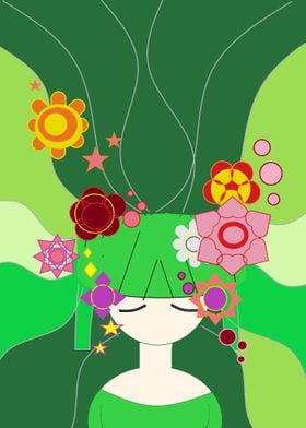 Doodle Flower Lady
