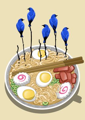 Ramen  blue birds tree