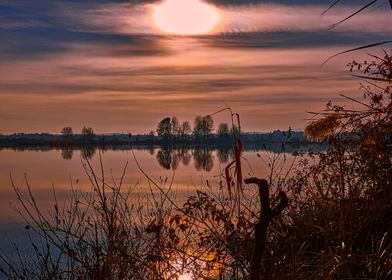 winter reflection on lake