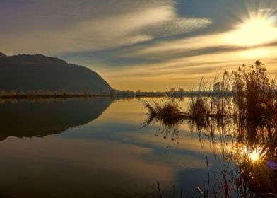 winter reflection on lake