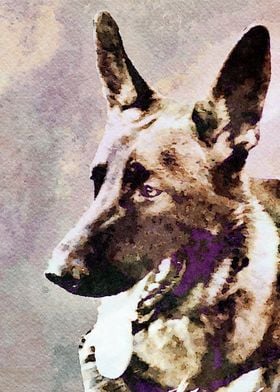 Ink Wash Painting of Dog