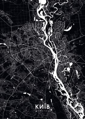 Kyiv map black