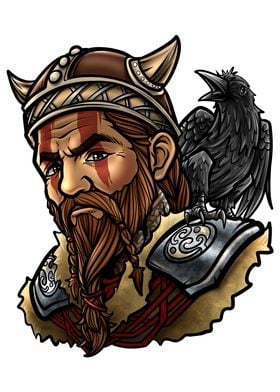 Viking Warrior Odin Raven