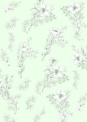 Floral on pastel green