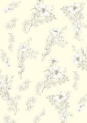 Floral on pastel yellow