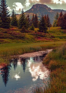 sunset reflection on lake