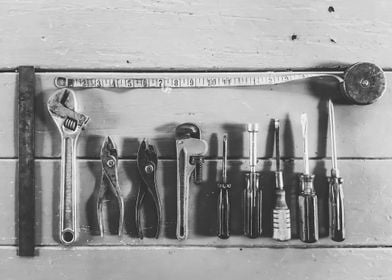 tools in black and white