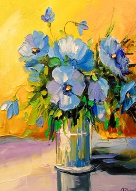 A bouquet of blue flowers