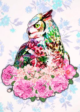 Owl and Flowers