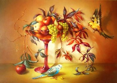 Still life with parrots