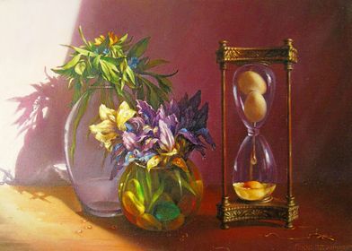 Still life with a clock