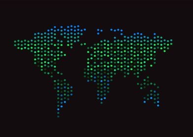 World map halftone neon 2