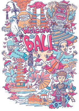 welcome to bali illustrati
