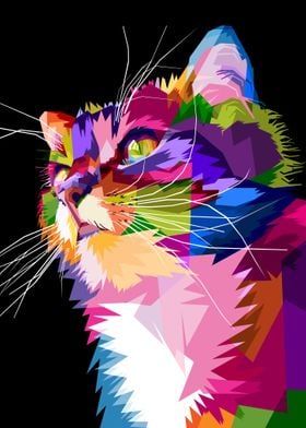 cute cat on pop art 