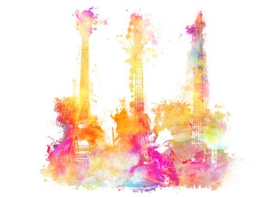 Three guitars colors