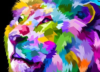 close up of colorful lion