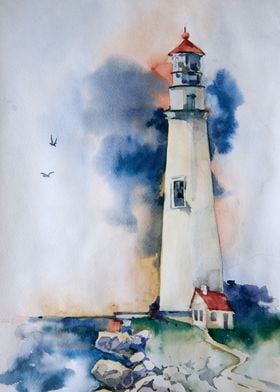 Lighthouse Watercolor