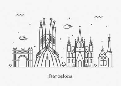 Barcelona City Skyline