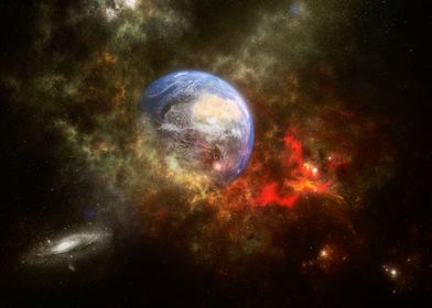 planet and nebula