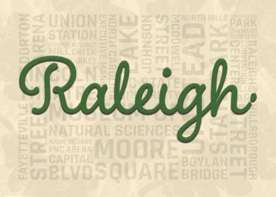 Raleigh Text Collage
