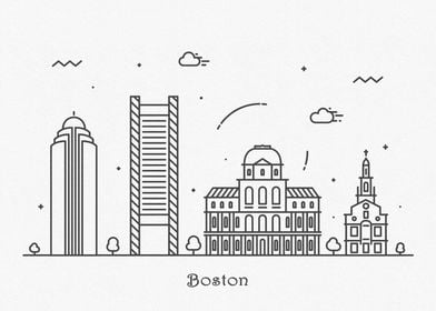 Boston City Skyline