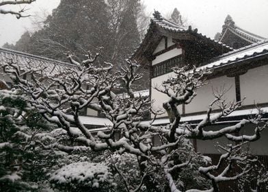 Temple with snow