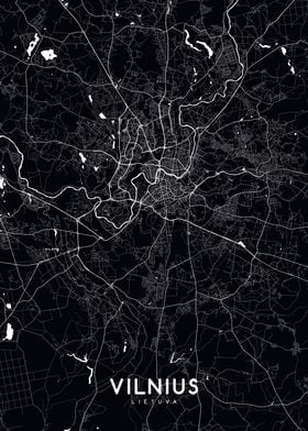 Vilnius map black