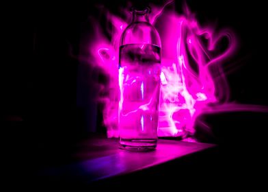 Pink Glowing Glass Bottle