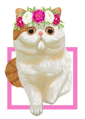 cute cat crown flowers