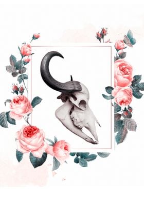 skull with flowers vintage