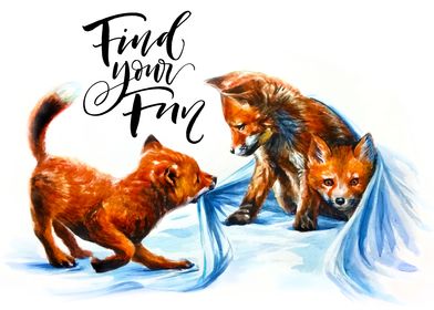 Foxes playing