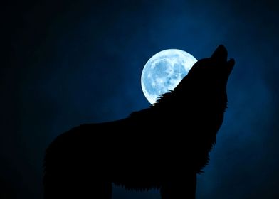 Wolf with moon
