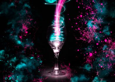 Teal and Pink Wine Glass
