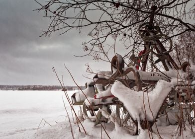 Snow Covered Farming Equip