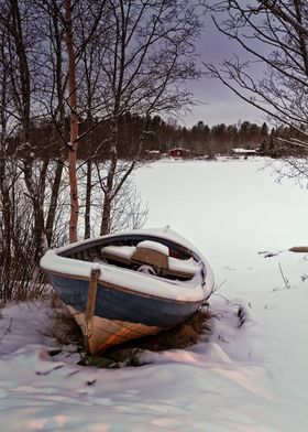 Fishing Boat Under Snow