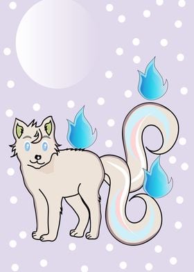 Snow Fox and Blue Fire