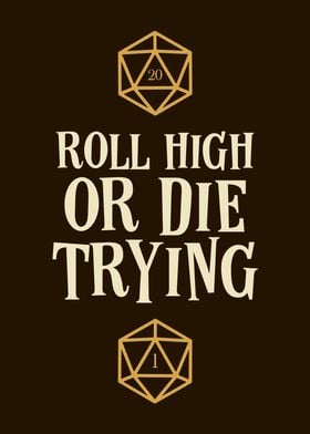 Roll High or Die D20 Dice