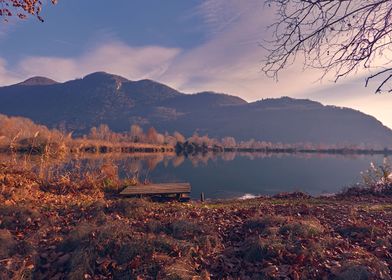 winter reflection on lake