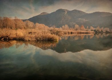 winter reflection on lake
