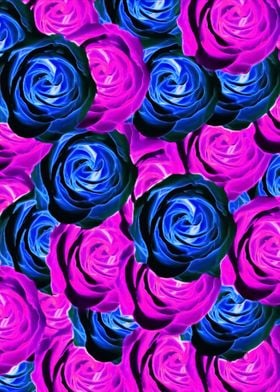 pink and blue rose pattern