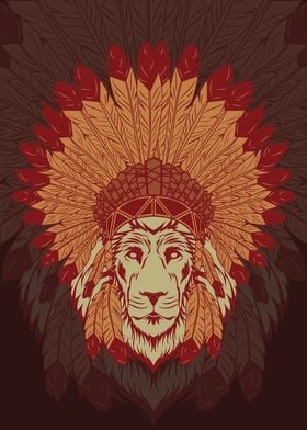 Red Native American Lion