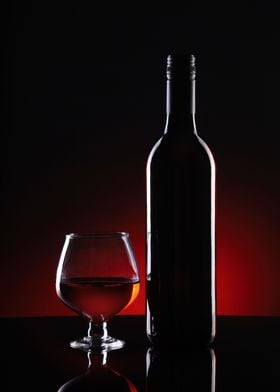 Red Wine Bottle and Glass 