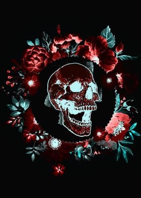 Skull on flowers 