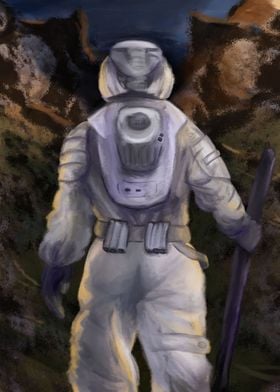 Astronaut facing unknown