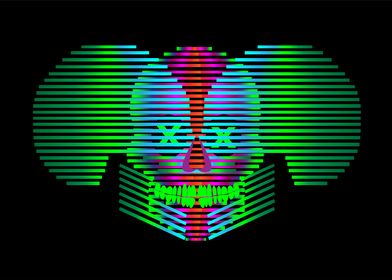 Xray skull icon neon colo