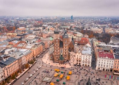 Aerial view over Cracow