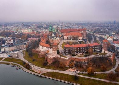 Aerial view over Cracow