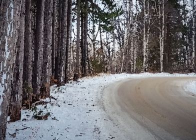 Mountain snow road